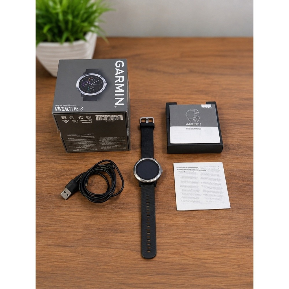 Garmin vívoactive 3 GPS Smartwatch | Black & Silver | Box + Charger